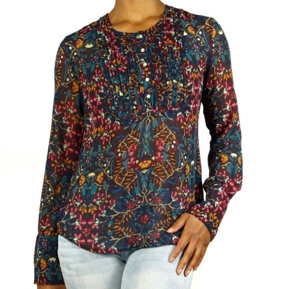 Converse All Star Womens Floral Blouse XS Sheer Chiffon Boho Hippie Oversized - Picture 13 of 13